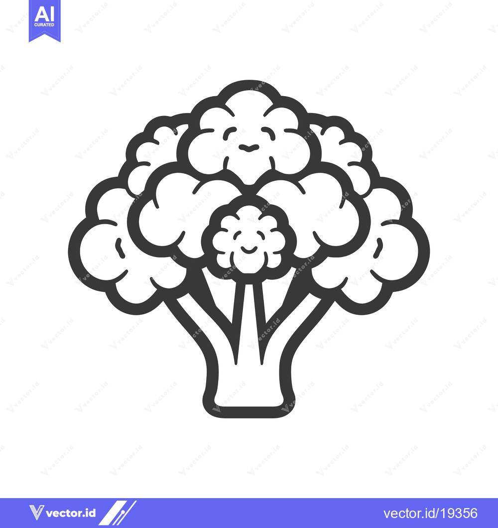 Premium Vector dari A Simple Black and White Line Drawing of Broccoli