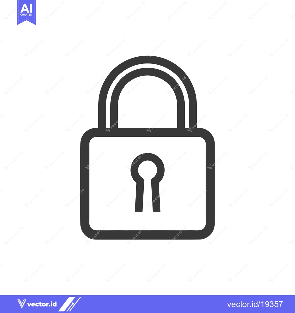 Premium Vector of A simple black and white outline drawing of a padlock with a keyhole.
