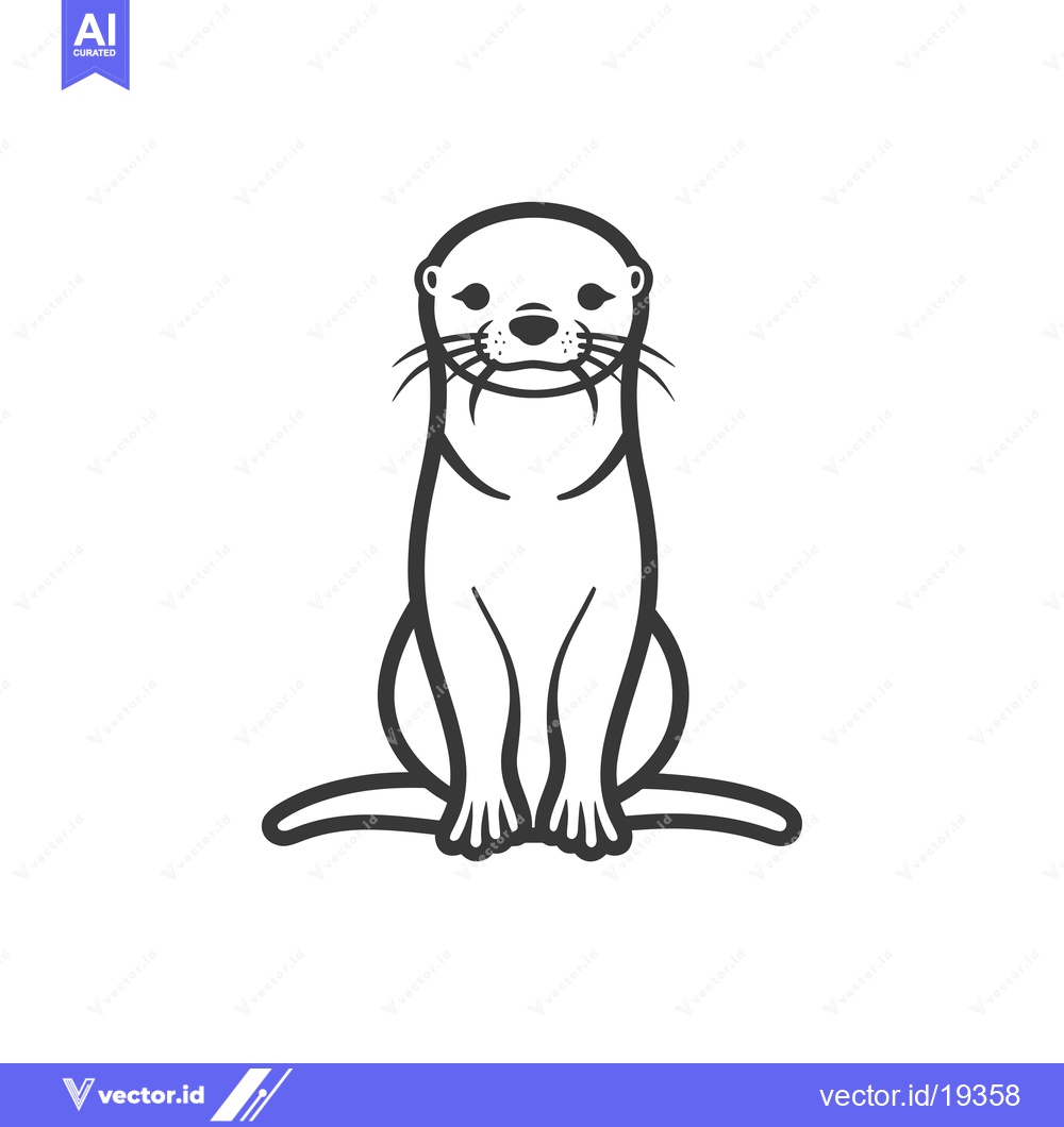 Premium Vector dari A Simple Black and White Outline Drawing of a Sitting Otter