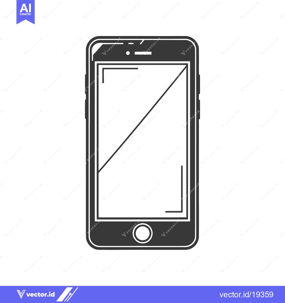 Premium Vector dari A Simple Black and White Outline Drawing of a Smartphone