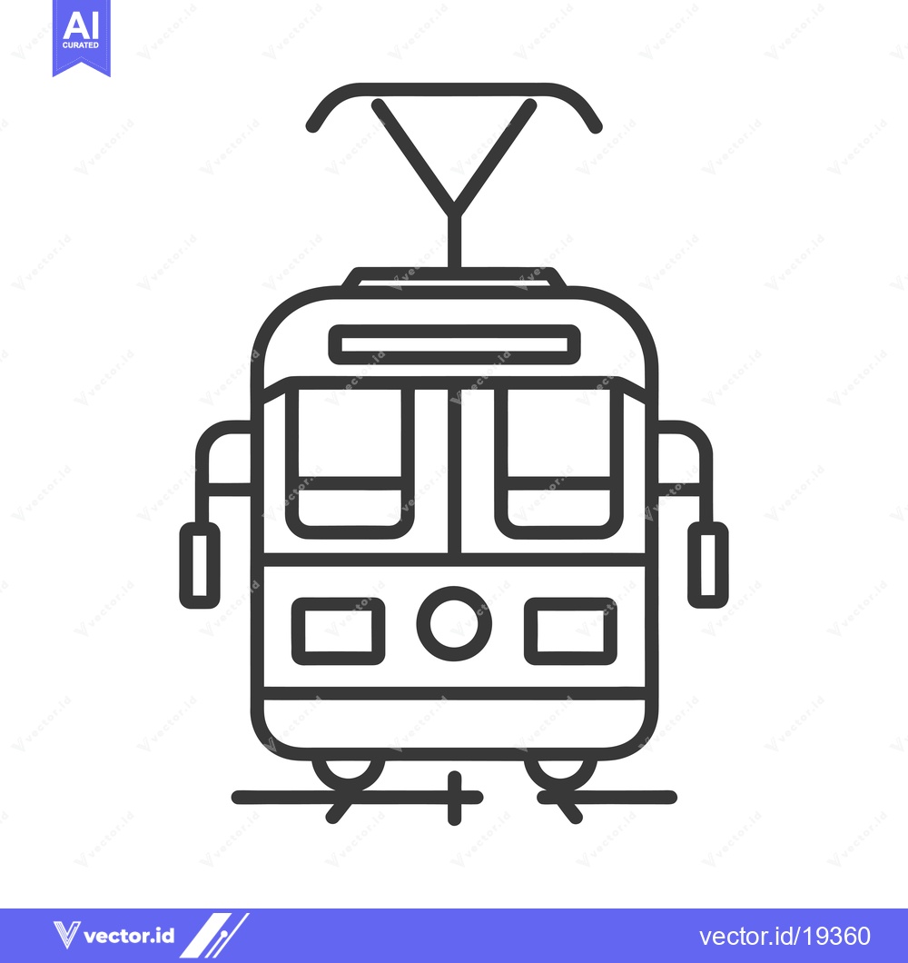 Premium Vector dari Minimalist Line Art Icon of a Tram Front View.