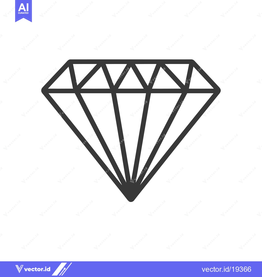 Premium Vector dari A Simple Black and White Outline of a Diamond