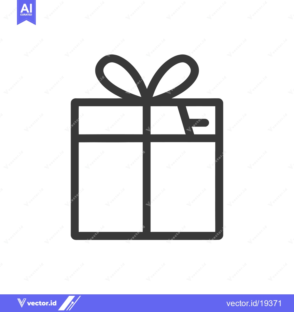 Premium Vector of A Simple Black and White Outline of a Gift Box