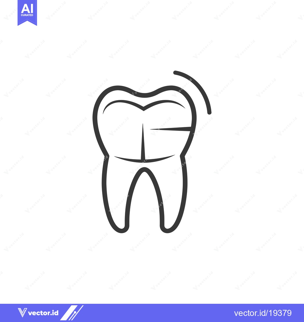 Premium Vector dari A Simple Black and White Outline of a Tooth with a Curved Arrow