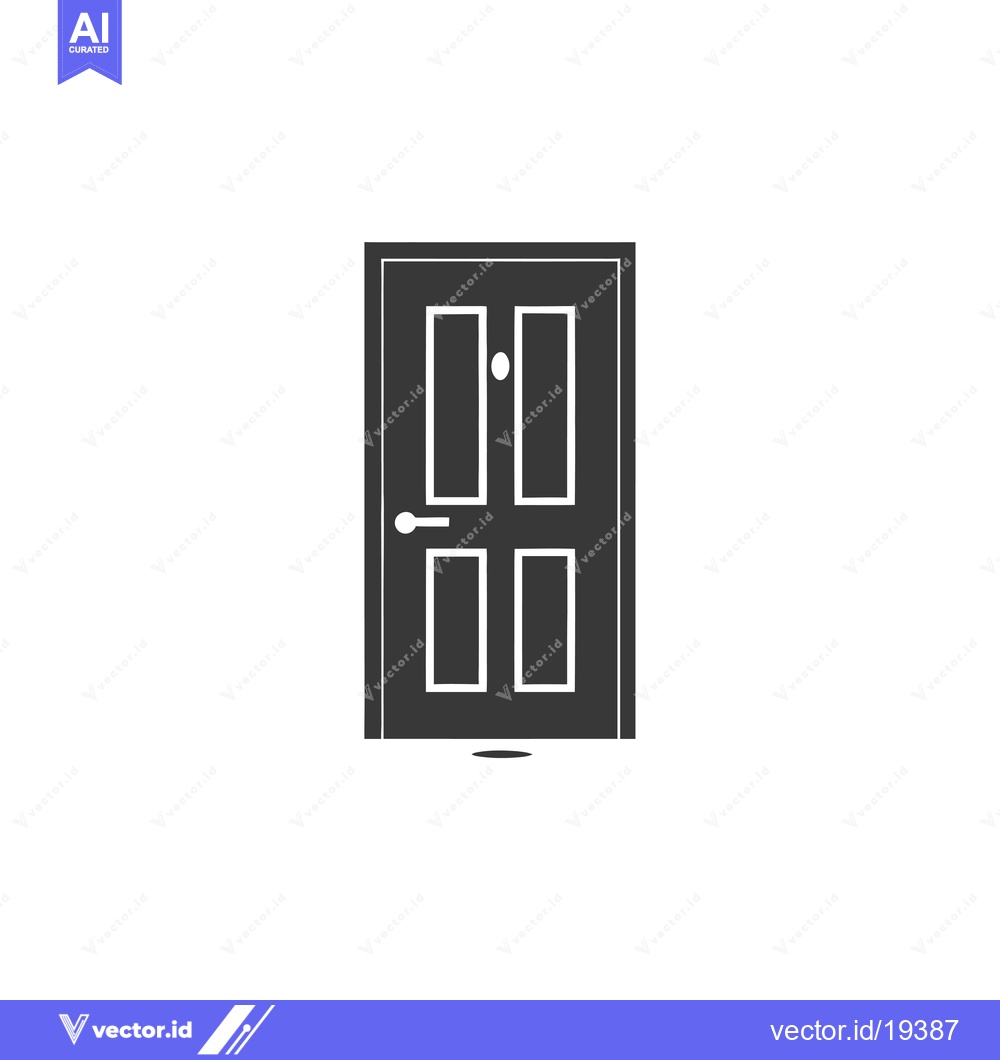 Premium Vector dari A Simple Black and White Silhouette of a Closed Door