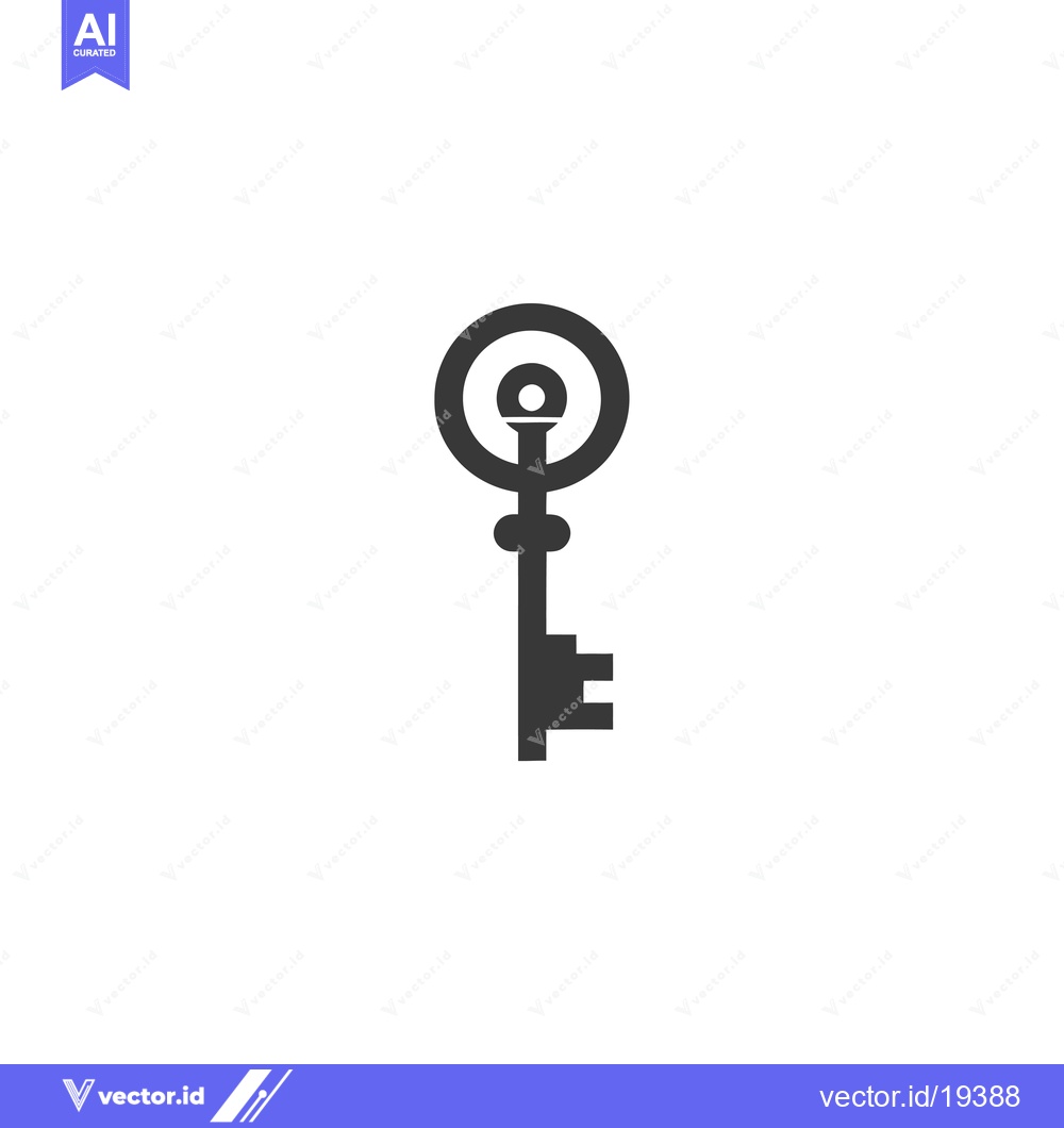 Premium Vector dari A simple black and white silhouette of a key with a circular head