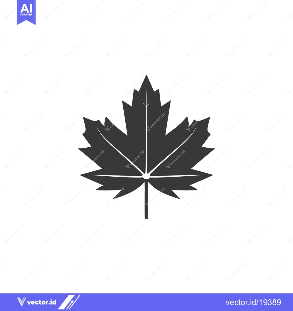 Premium Vector dari A Simple Black and White Silhouette of a Maple Leaf
