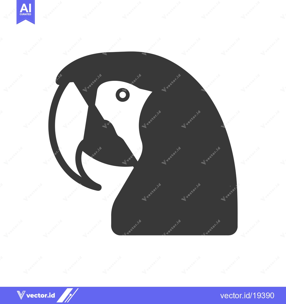 Premium Vector of A Simple Black and White Silhouette of a Parrot's Head