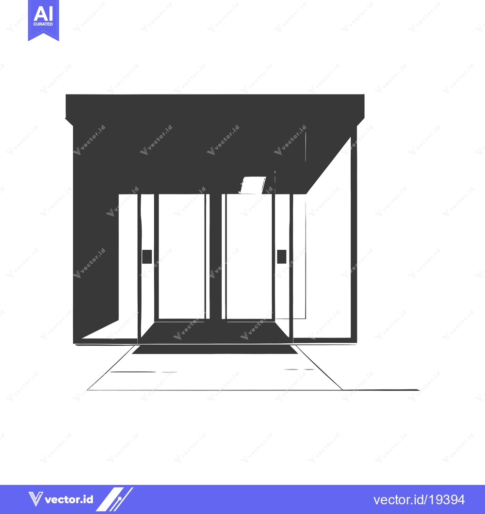 Premium Vector dari A simple black and white sketch of a storefront entrance with a glass