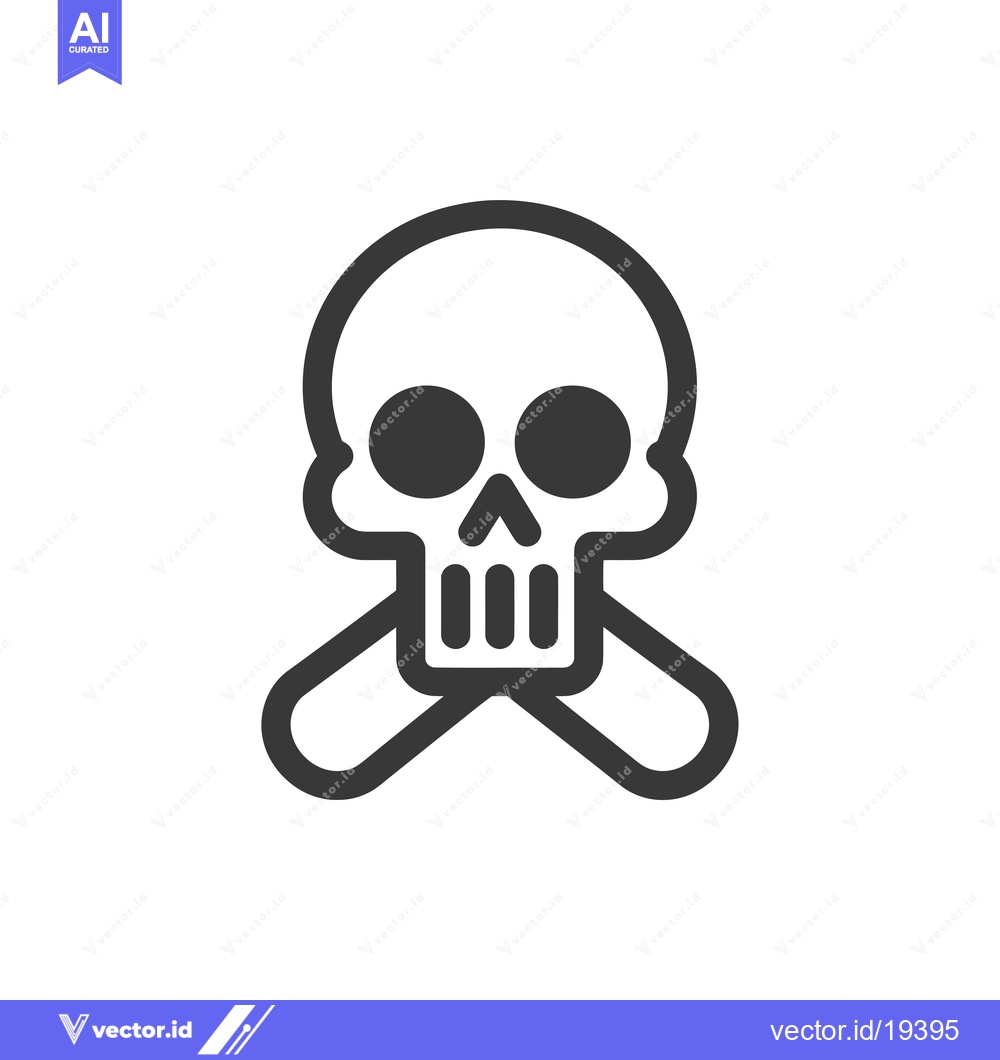 Premium Vector of A simple, black and white skull with crossbones icon
