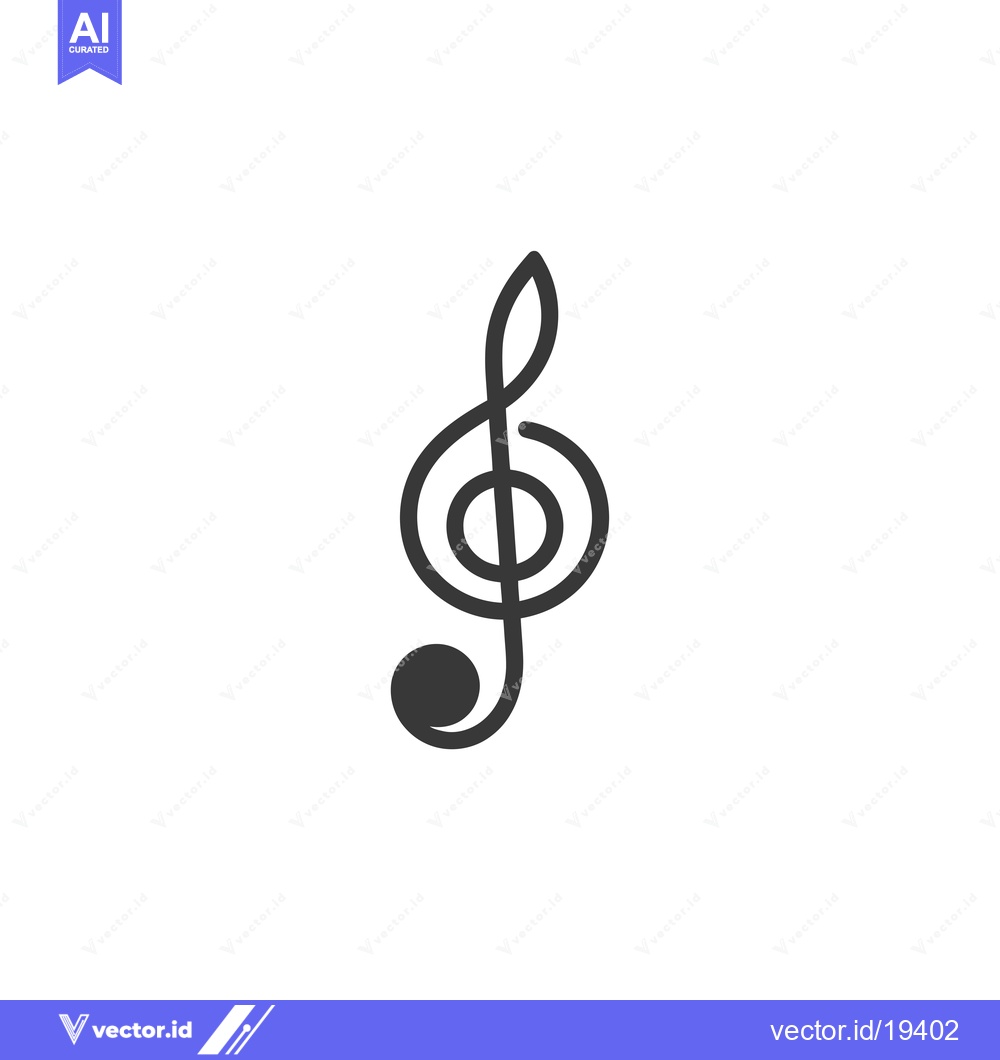 Premium Vector dari A Simple Black and White Treble Clef Icon