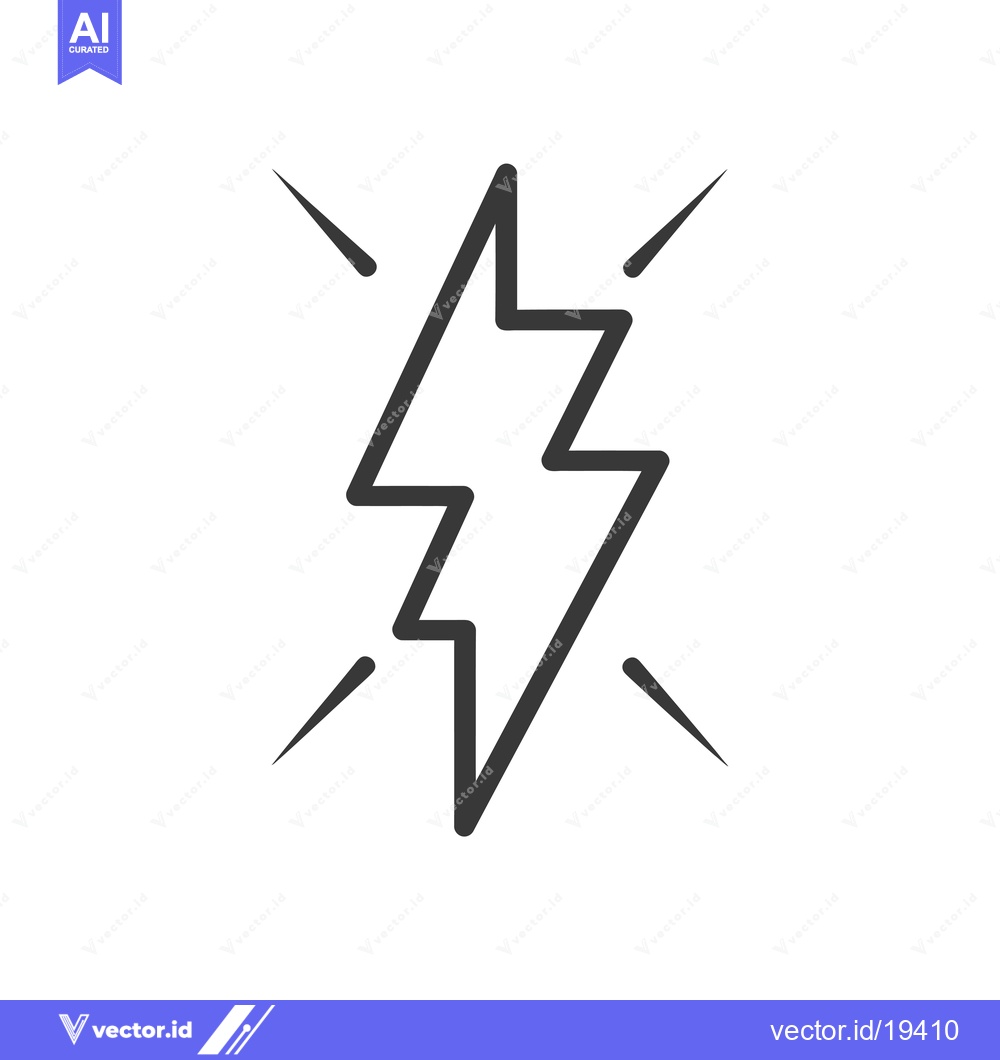 Premium Vector dari A simple black lightning bolt with four rays extending from it