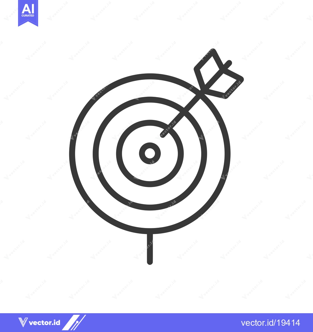 Premium Vector dari A simple black line drawing of a dart hitting a target