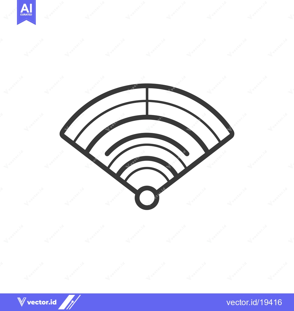 Premium Vector of A simple black line drawing of a fan with a circle at the base