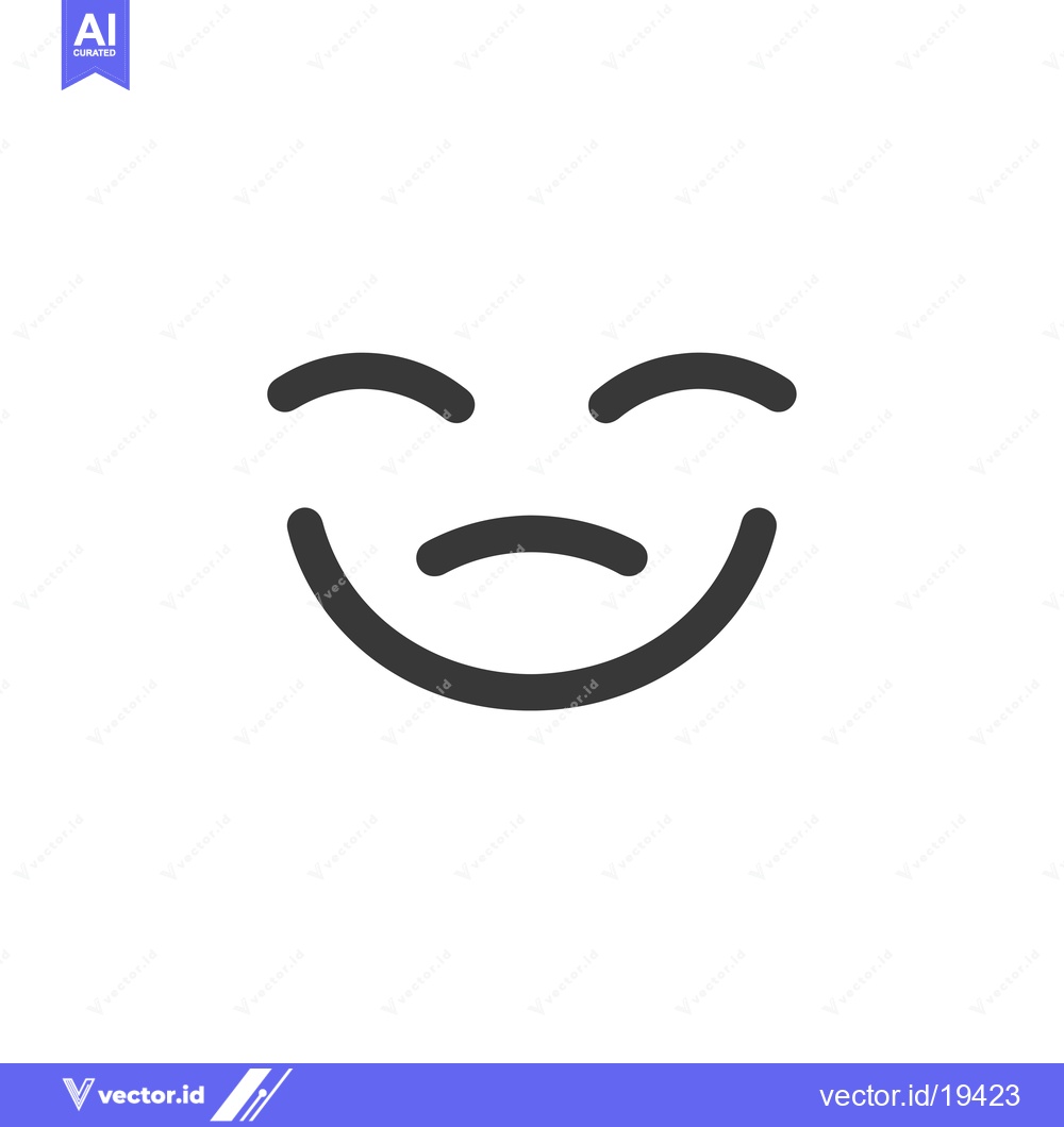 Premium Vector of A simple black line drawing of a smiling face with closed eyes.