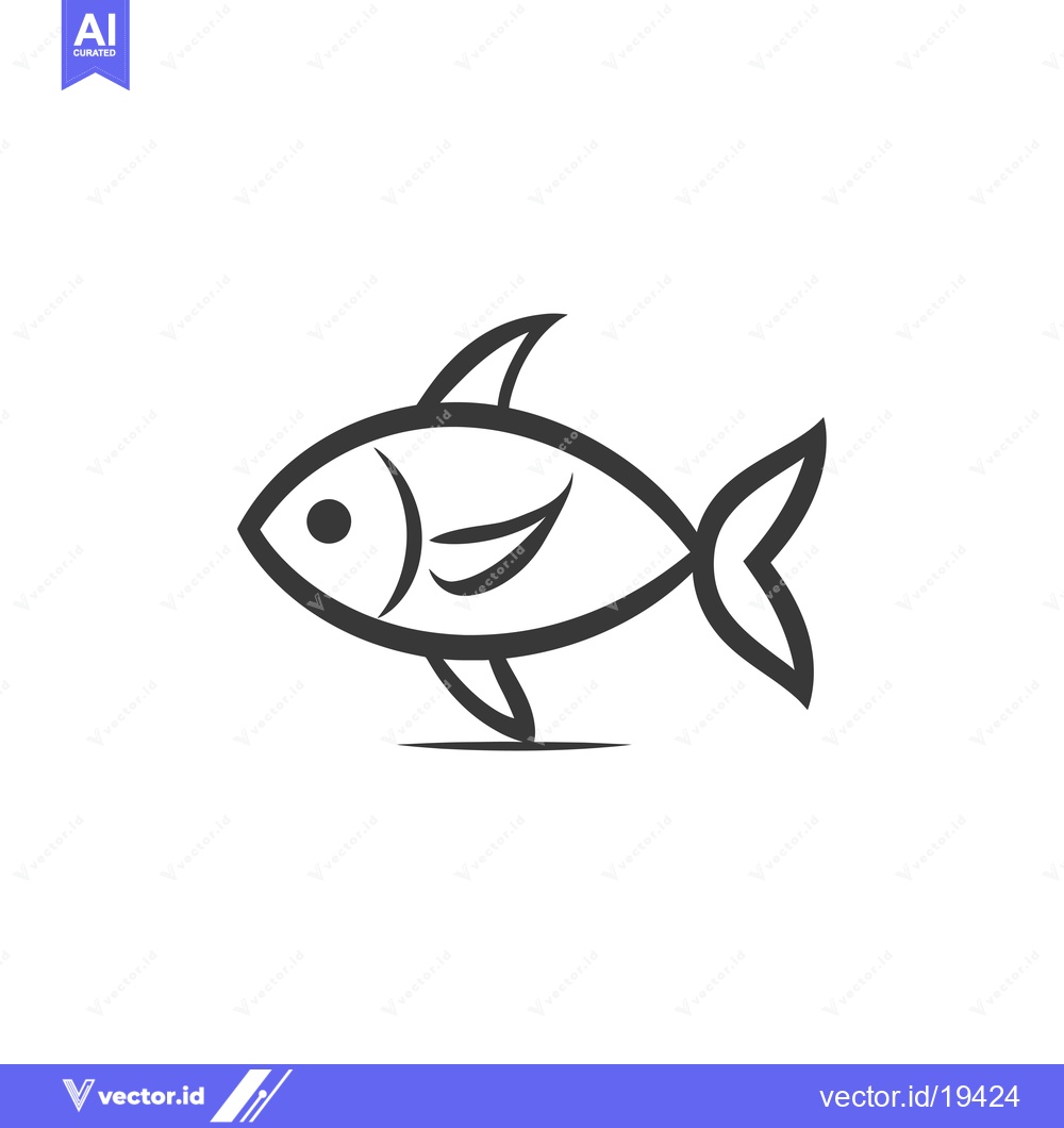 Premium Vector of A simple black line drawing of a stylized fish