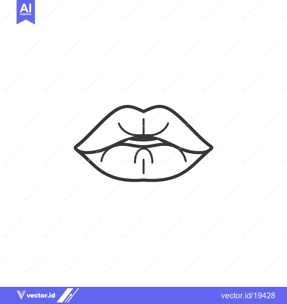 Premium Vector of A Simple Black Outline Drawing of a Closed Mouth