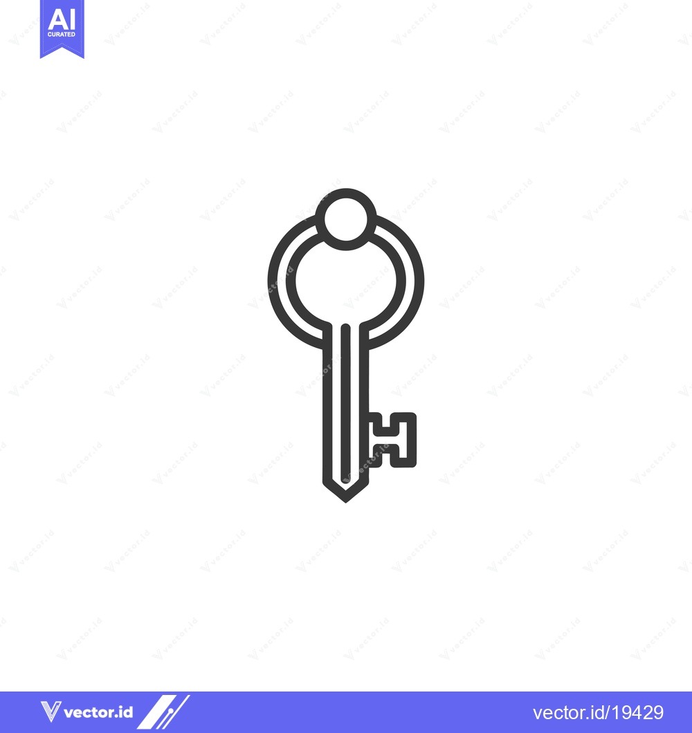 Premium Vector of A simple black outline drawing of a key with a round head