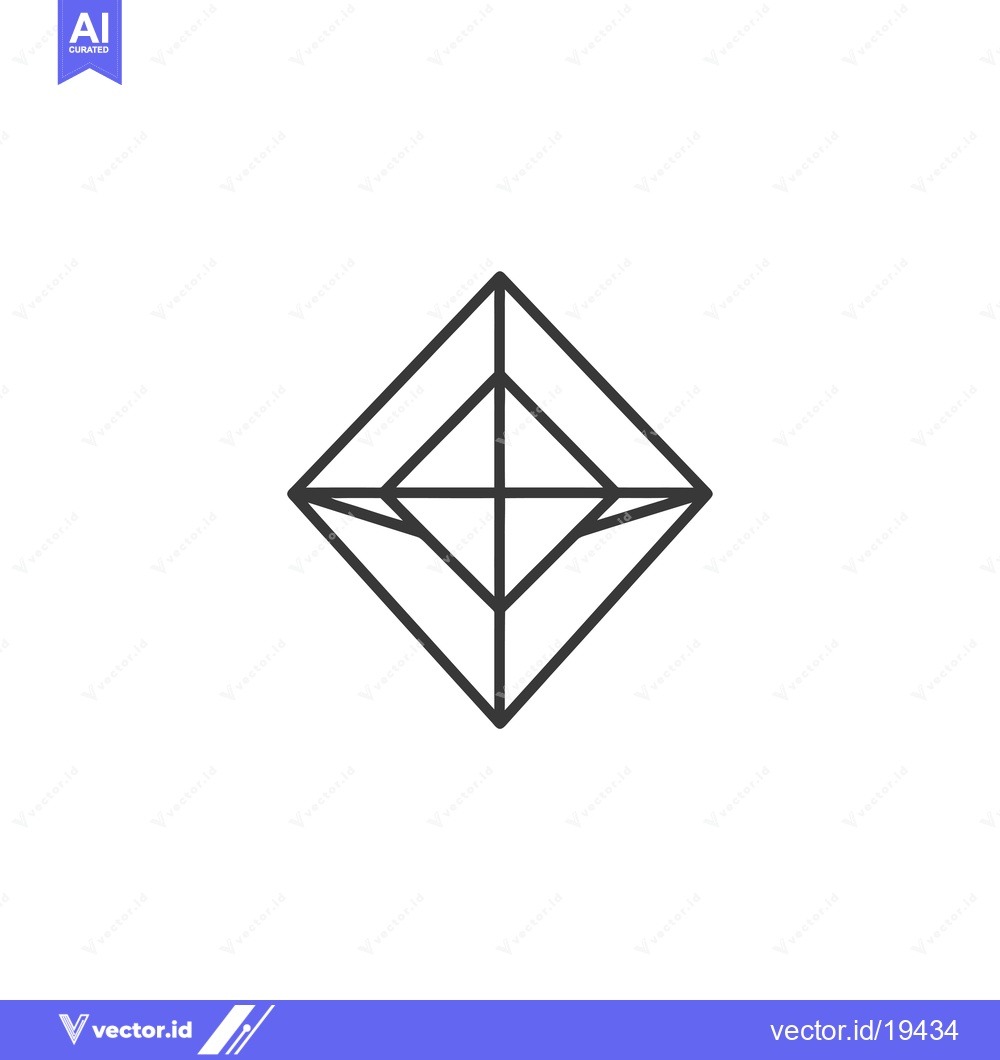 Premium Vector dari A simple black outline of a diamond shape with internal lines creating