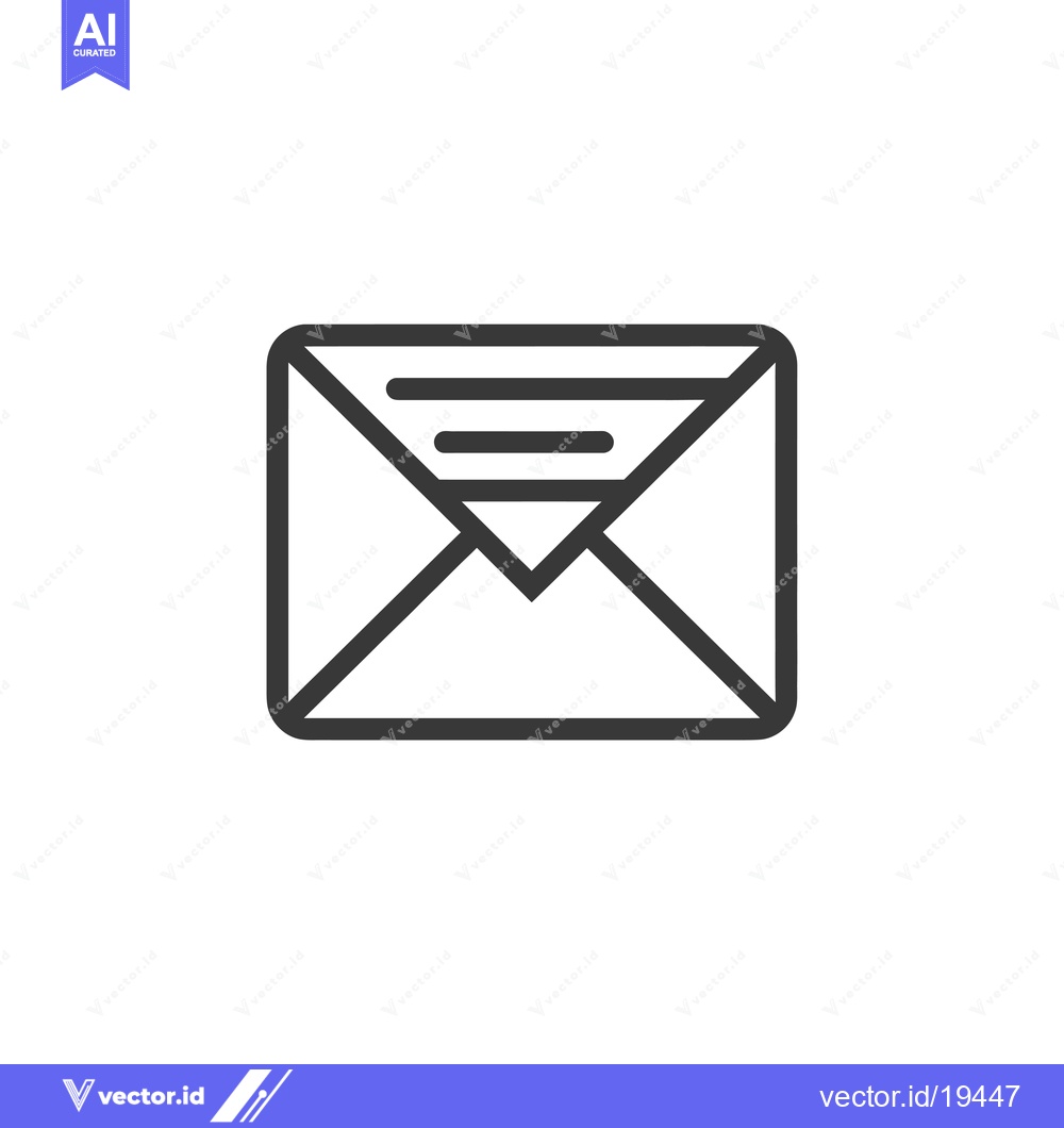 Premium Vector dari A Simple Black Outline of an Envelope with Three Horizontal Lines Insi