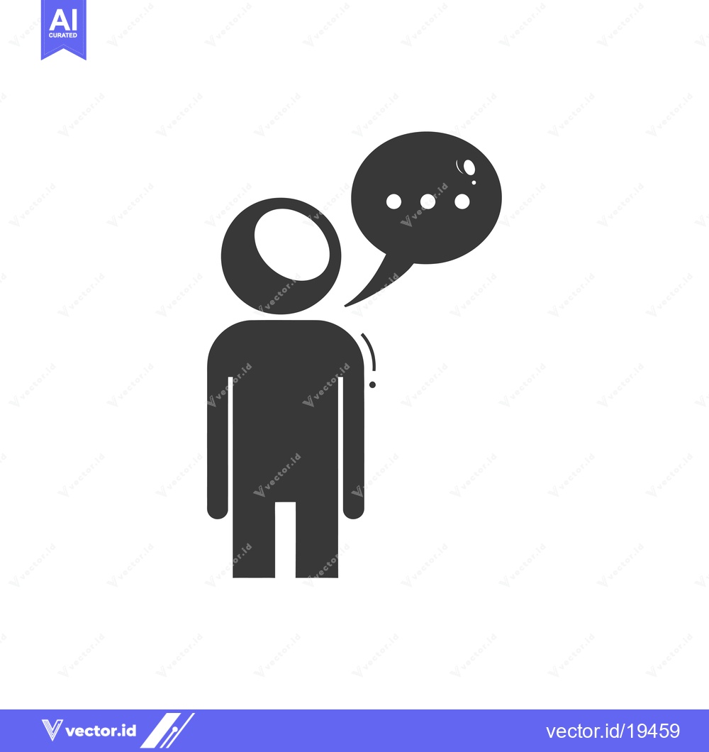 Premium Vector dari A simple black stick figure with a speech bubble above its head