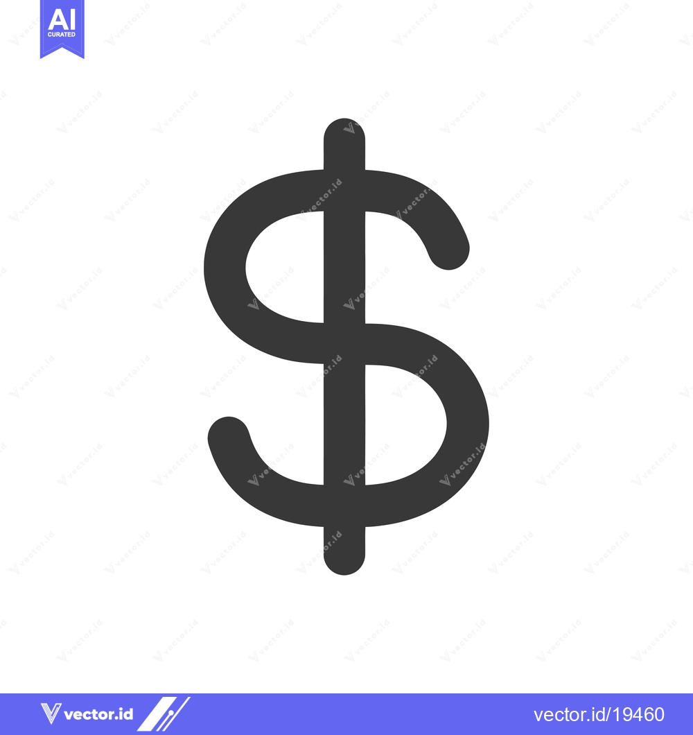 Premium Vector of A simple, bold, black and white graphic of the US dollar sign