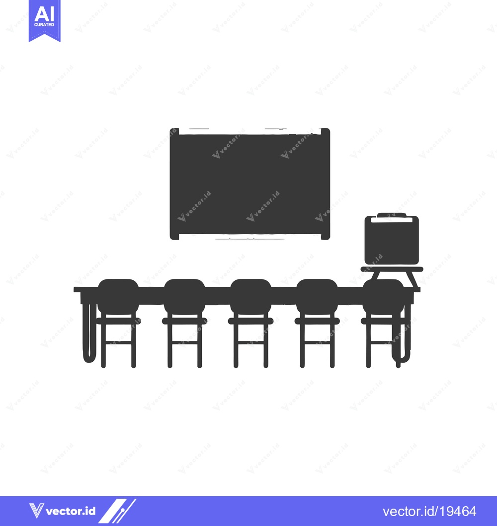 Premium Vector of A simple classroom with a whiteboard, desk, and chairs