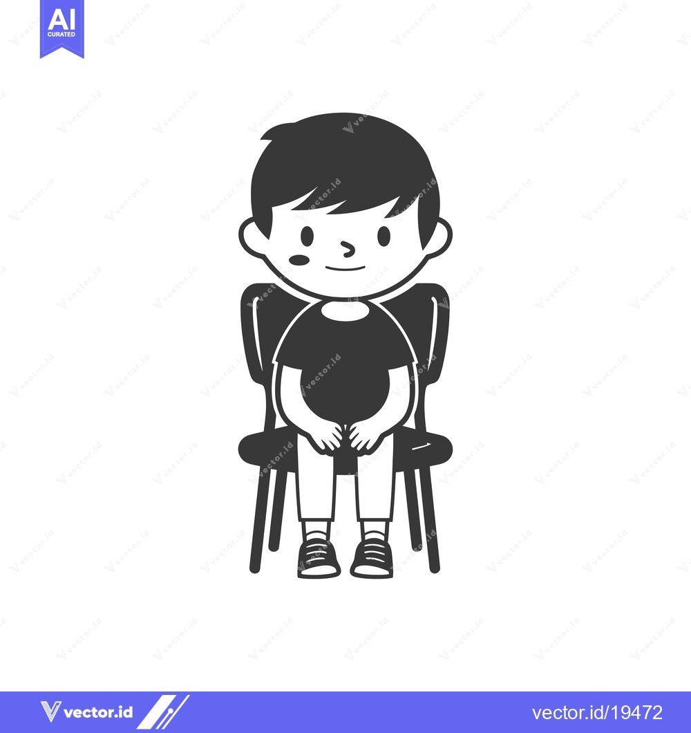 Premium Vector of A Simple Illustration of a Boy Sitting on a Chair