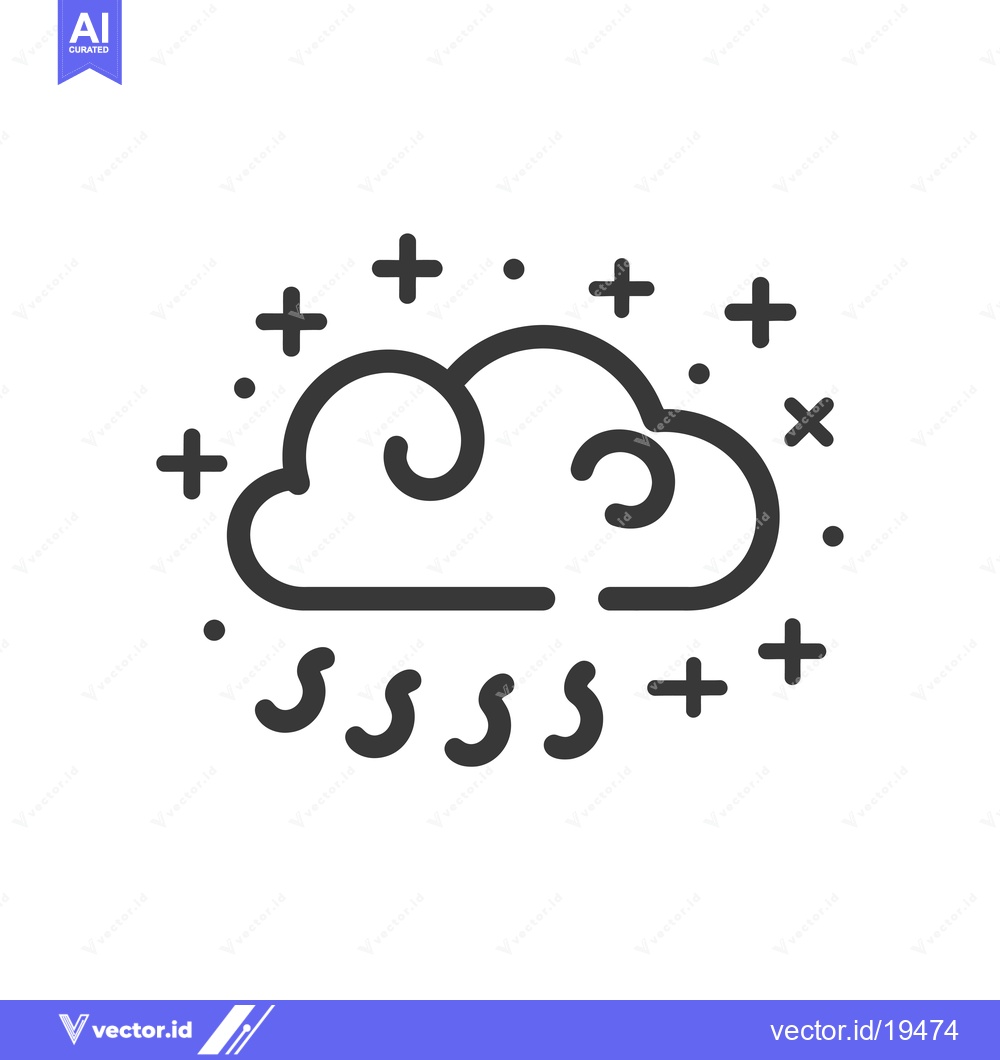 Premium Vector of A simple illustration of a cloud with rain and a star-like pattern
