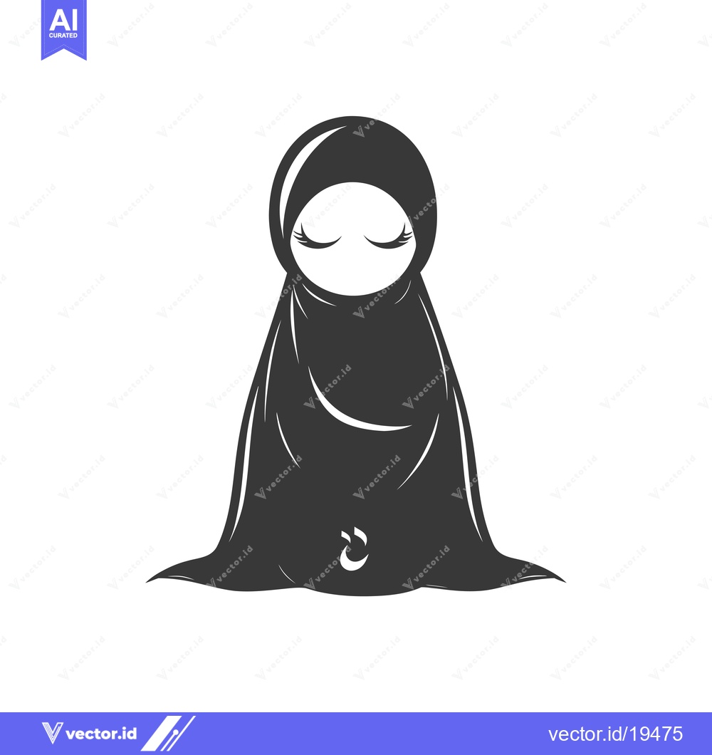 Premium Vector dari A simple illustration of a woman in a hijab with her eyes closed