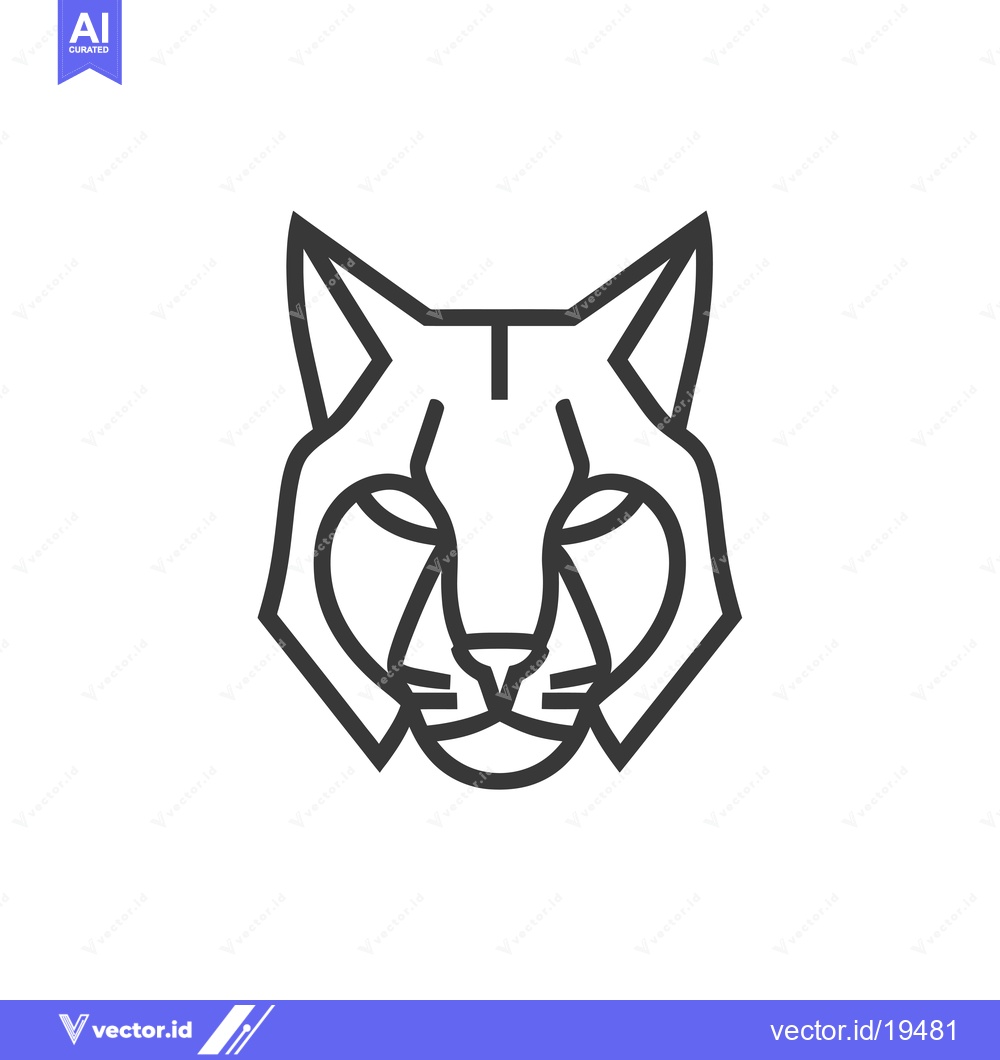 Premium Vector of A simple line art illustration of a bobcat's head