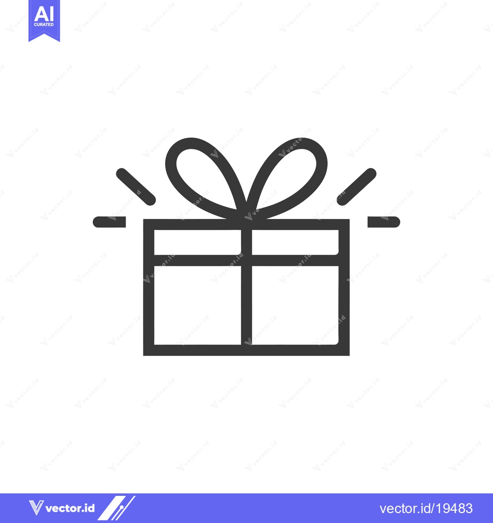 Premium Vector of A simple line art illustration of a gift box with a bow