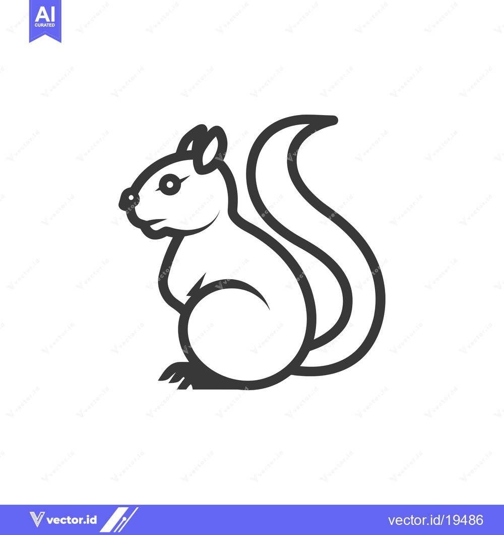 Premium Vector dari A simple line art illustration of a squirrel sitting with its tail cur