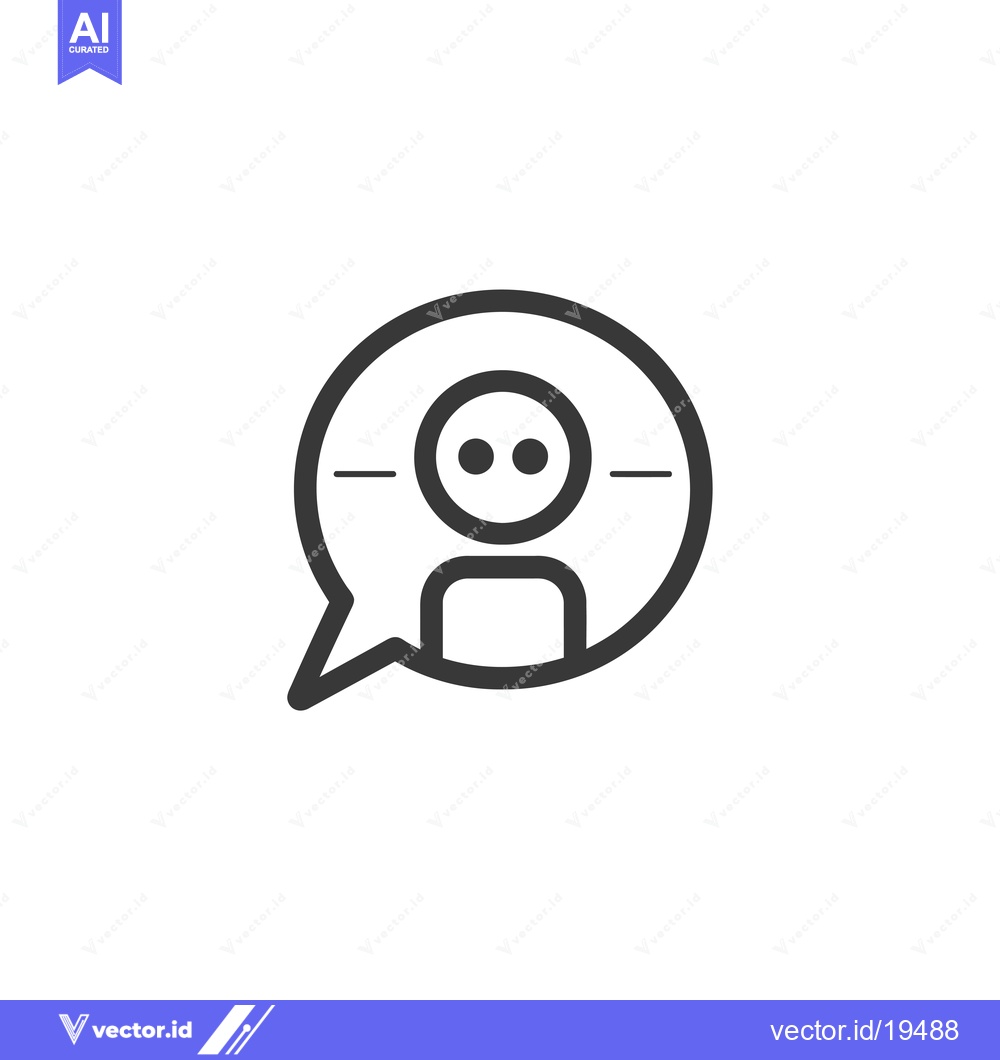 Premium Vector of A simple line drawing icon depicting a person inside a speech bubble