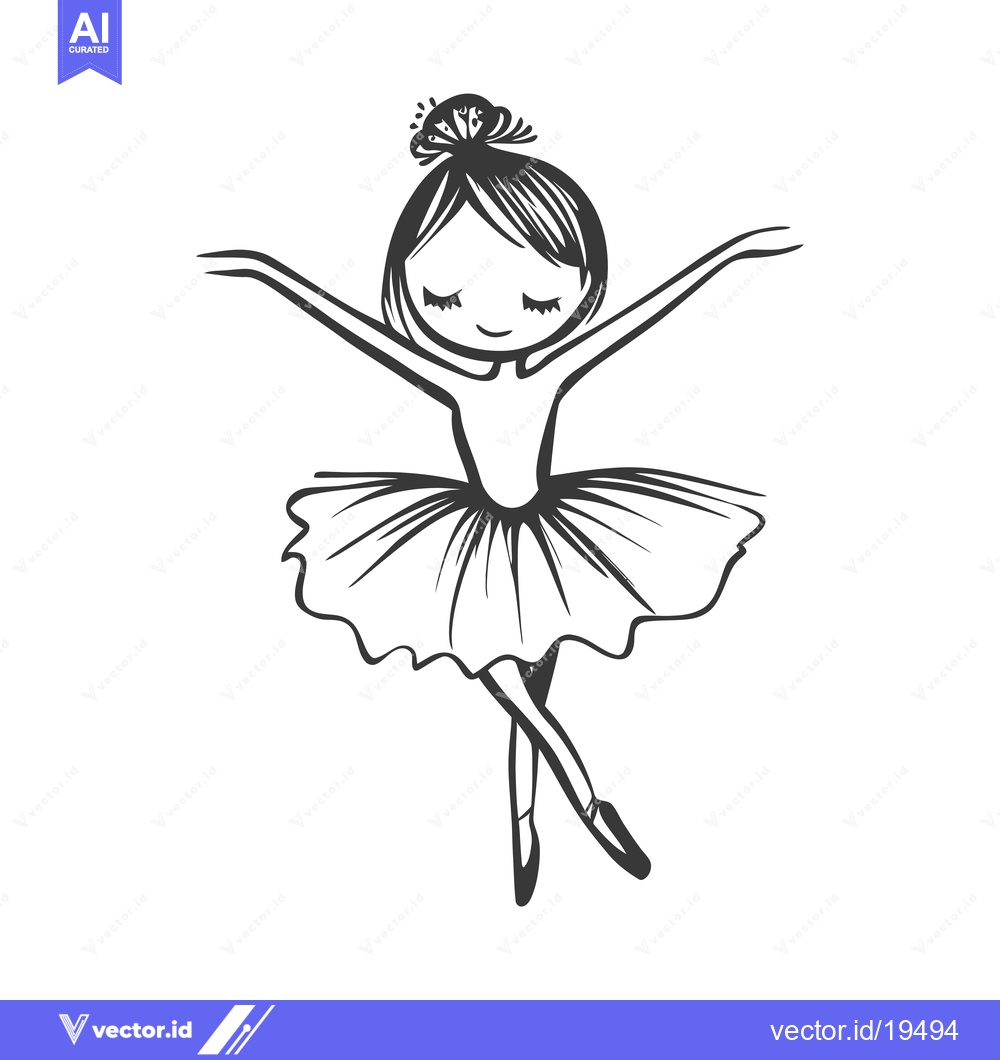 Premium Vector of A Simple Line Drawing of a Ballerina in a Tutu