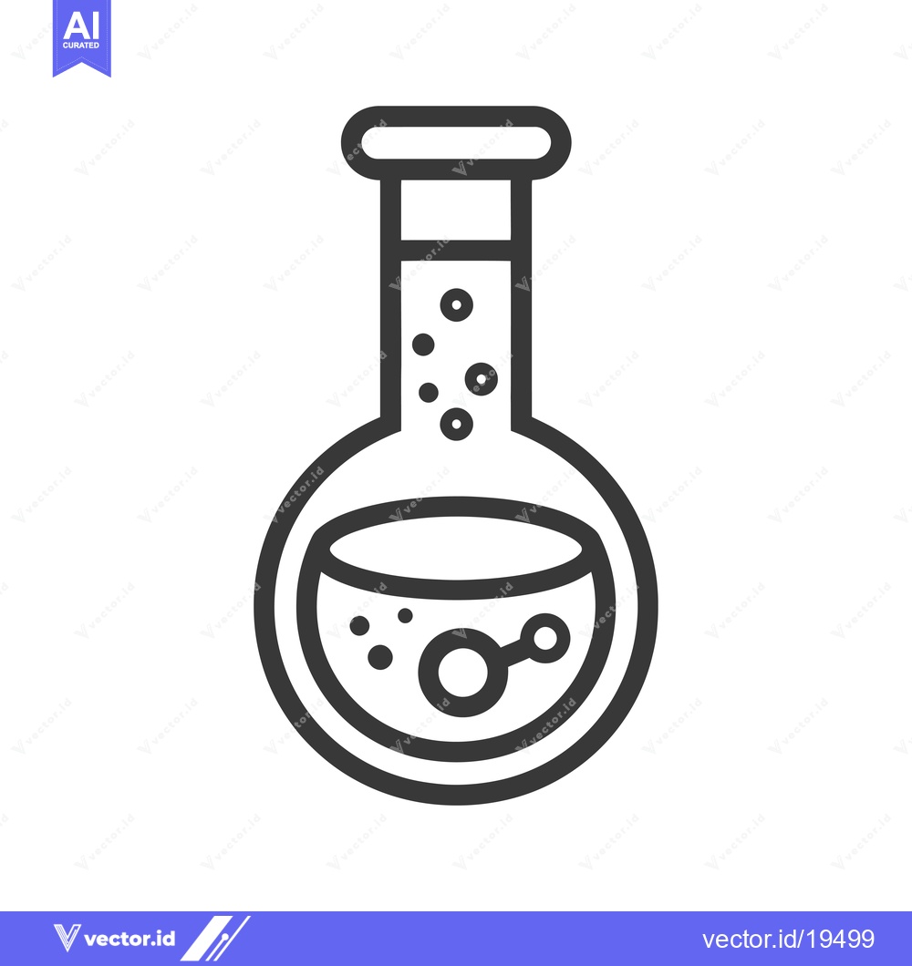 Premium Vector of A Simple Line Drawing of a Beaker with Bubbling Liquid and a Molecule