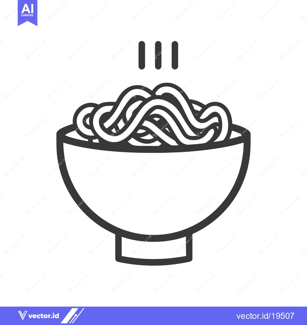 Premium Vector of A Simple Line Drawing of a Bowl of Steaming Noodles
