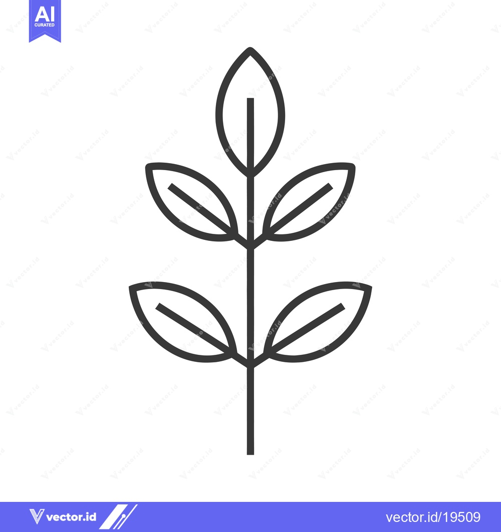 Premium Vector dari A Simple Line Drawing of a Branch with Five Leaves