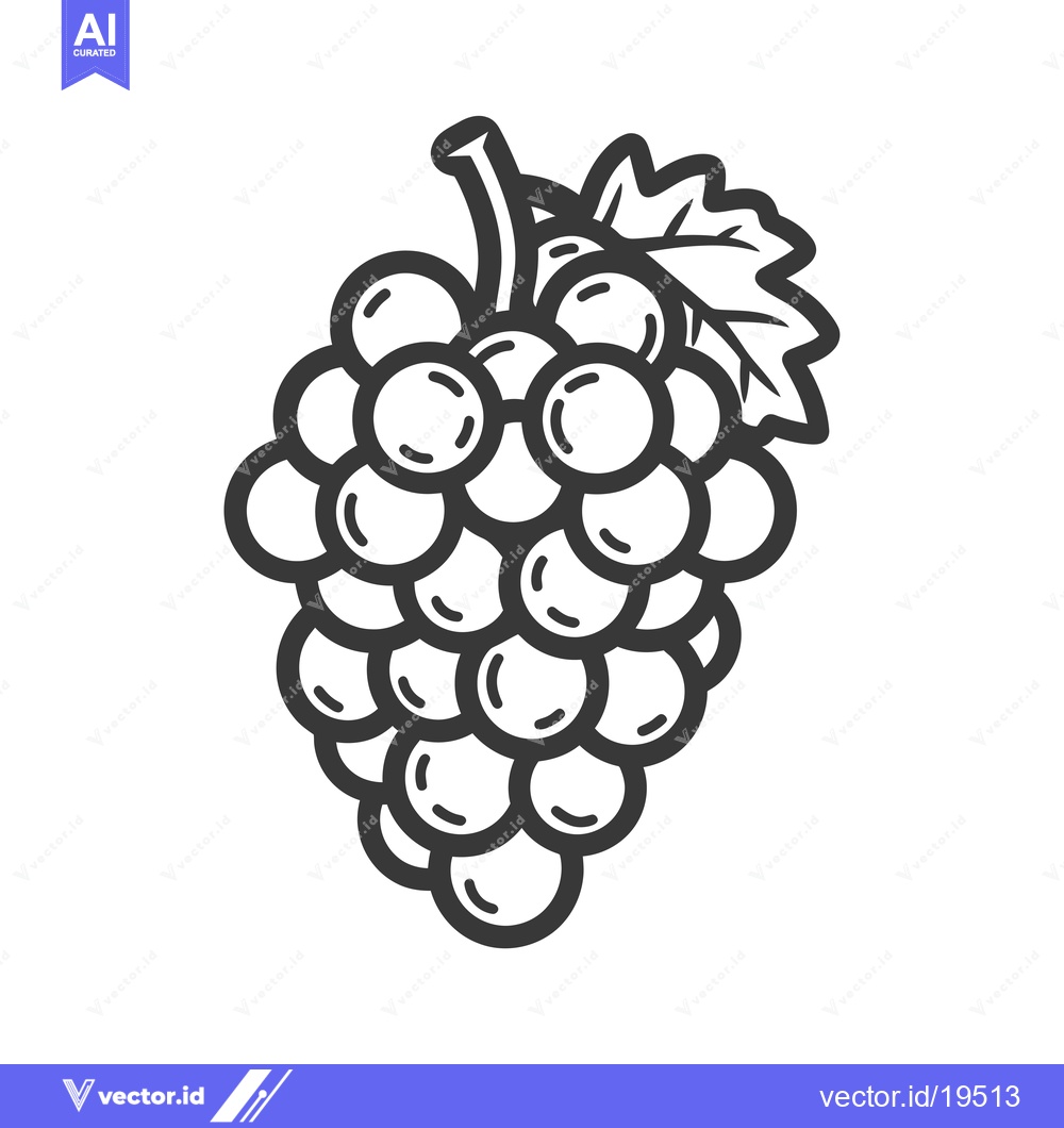 Premium Vector of A Simple Line Drawing of a Bunch of Grapes