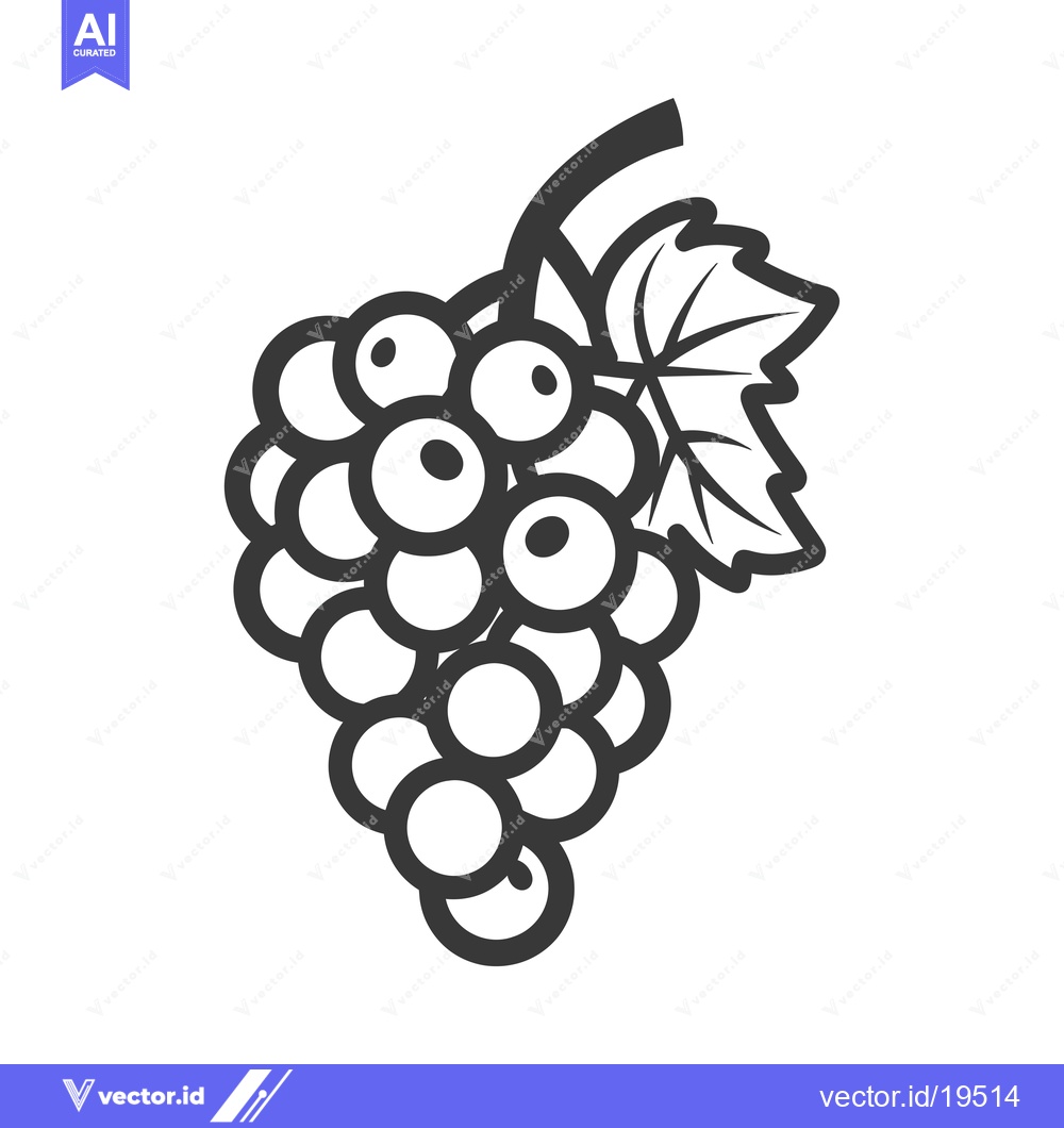Premium Vector dari A Simple Line Drawing of a Bunch of Grapes with a Leaf