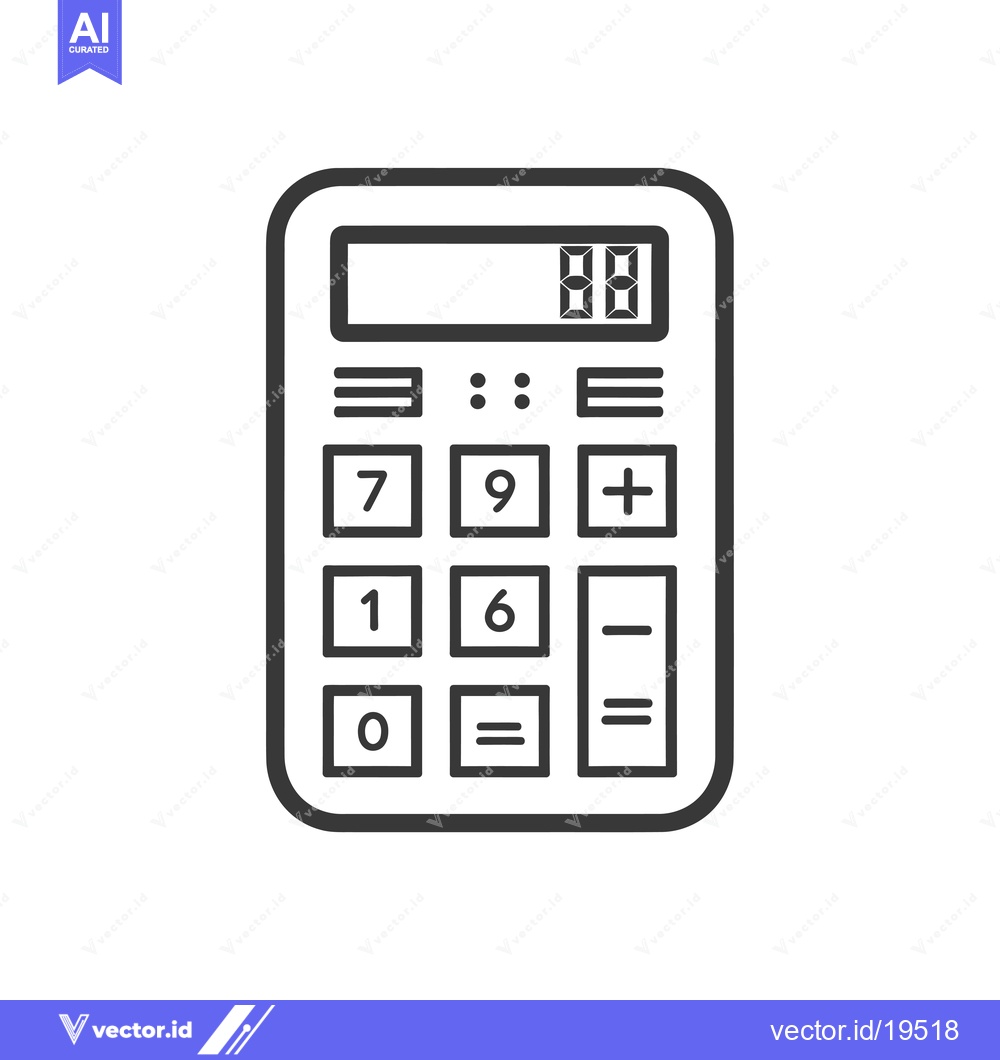 Premium Vector of A Simple Line Drawing of a Calculator with Numbers and Symbols