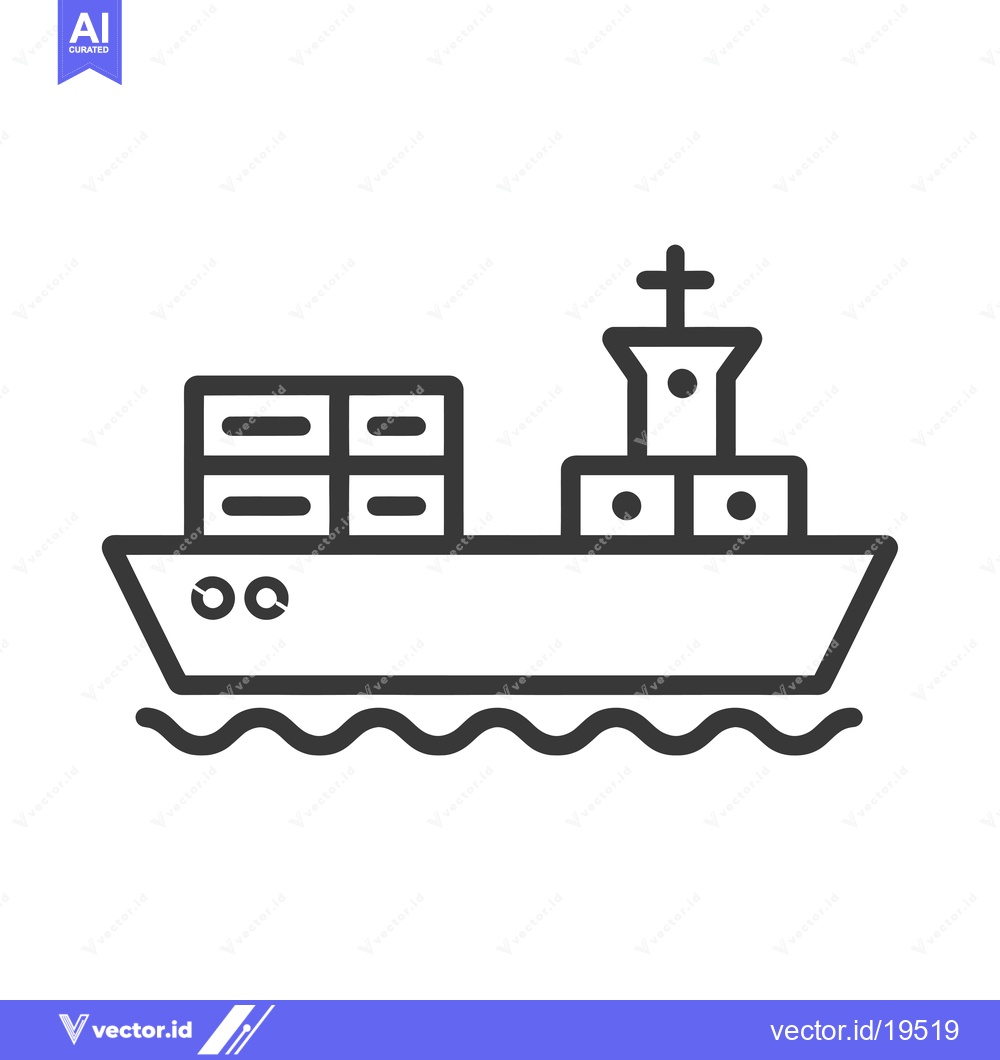 Premium Vector dari A simple line drawing of a cargo ship on the water