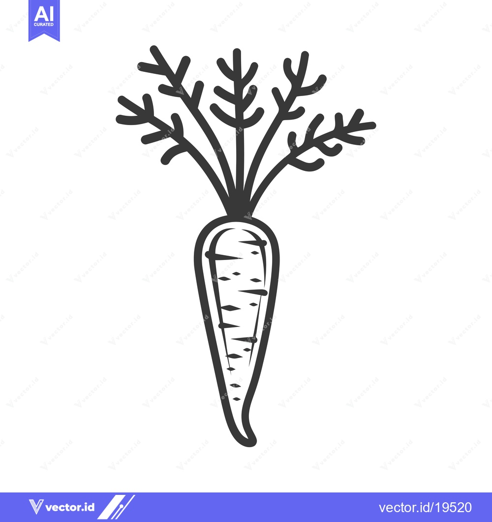 Premium Vector dari A Simple Line Drawing of a Carrot with Green Tops