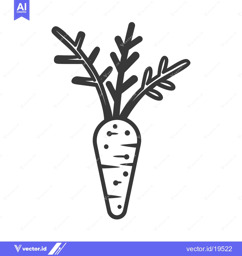 Premium Vector dari A Simple Line Drawing of a Carrot with Green Tops