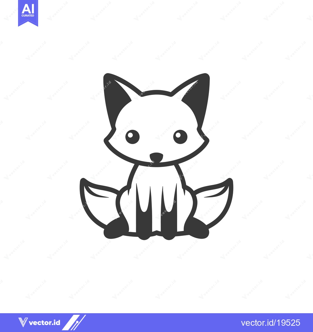 Premium Vector of A Simple Line Drawing of a Cartoon Fox Sitting with its Tail Behind it