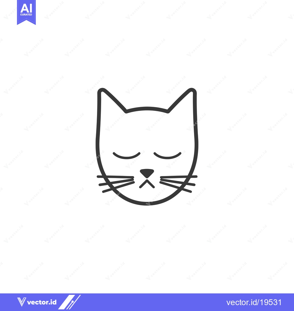 Premium Vector dari A Simple Line Drawing of a Cat's Face with Closed Eyes