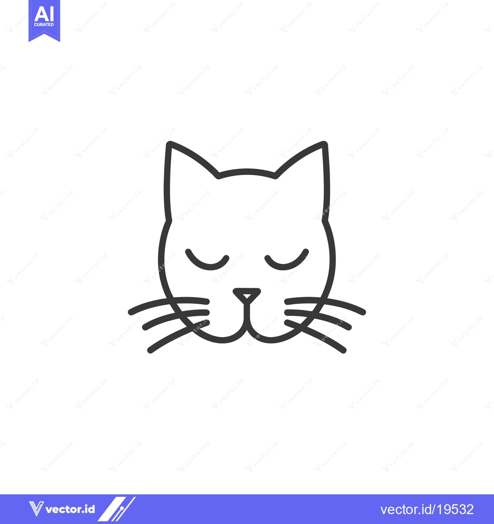 Premium Vector dari A simple line drawing of a cat's face with closed eyes and whiskers