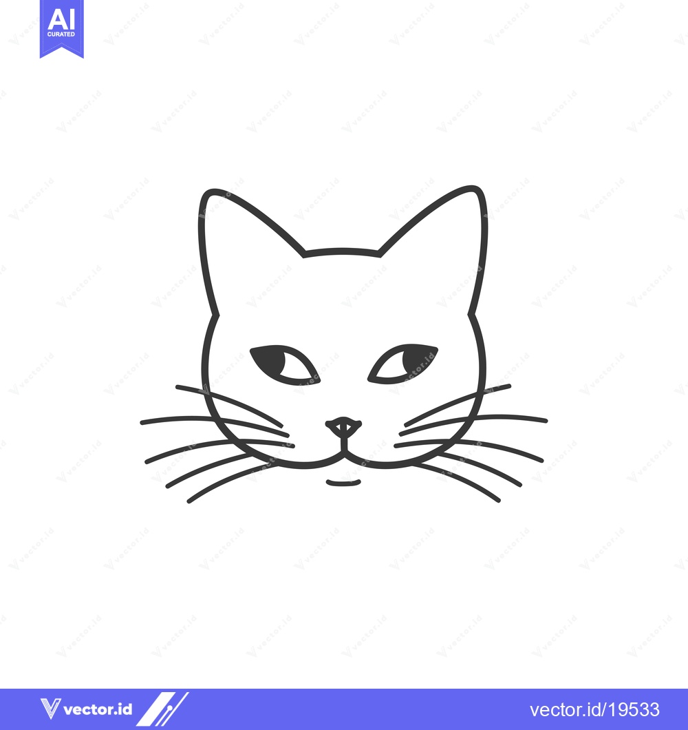 Premium Vector of A simple line drawing of a cat's face with whiskers