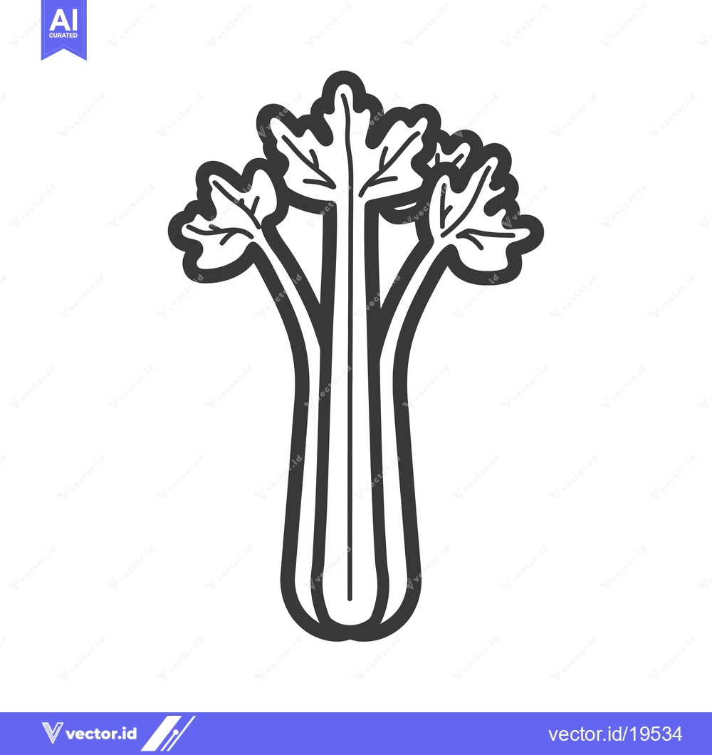 Premium Vector of A Simple Line Drawing of a Celery Stalk