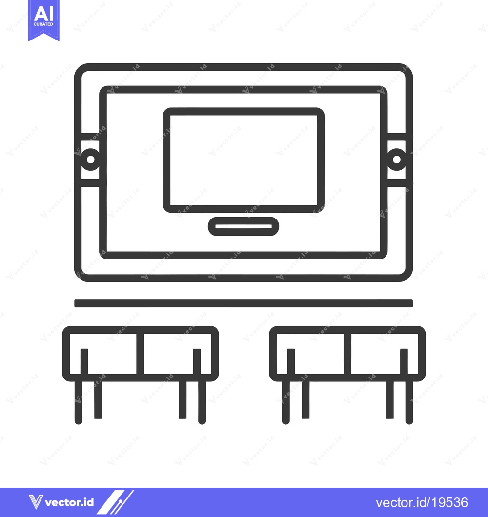 Premium Vector of A simple line drawing of a classroom with a whiteboard and two desks